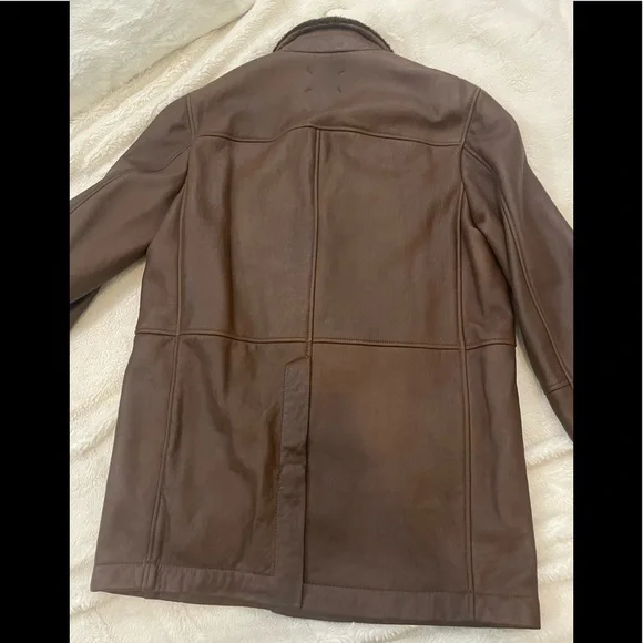 Brunello Cucinelli Mens Shearling Leather Brown Jacket Sz M - Picture 11 of 12